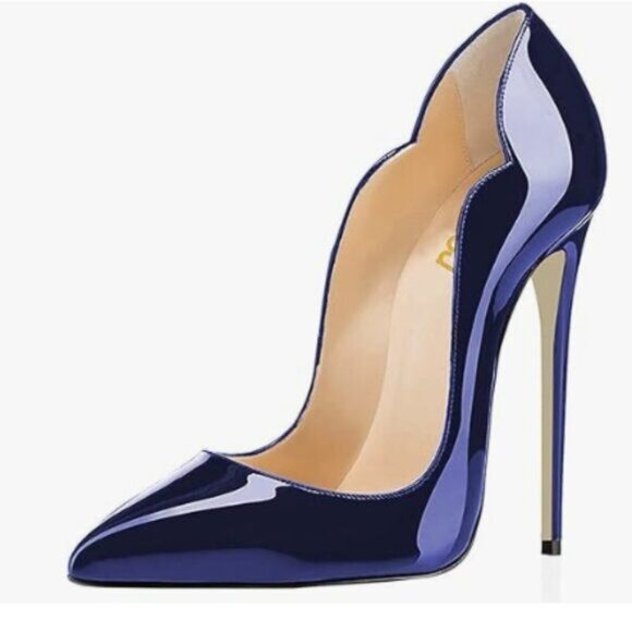 FSJ Women Classic Pointed Toe High Heels Sexy Stiletto Pumps Office Blue Shoes - Picture 1 of 7